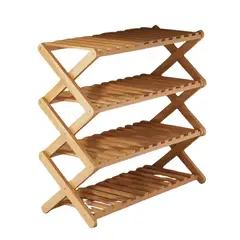 HOMESTAR - Zapatero Armable De Madera 4 Pisos Estantería de Bambú