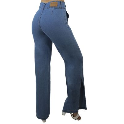 Imagen 2 del producto JEANS PALAZZO TIRO ALTO PUSH UP TENCEL TELA RIGIDA AZUL
