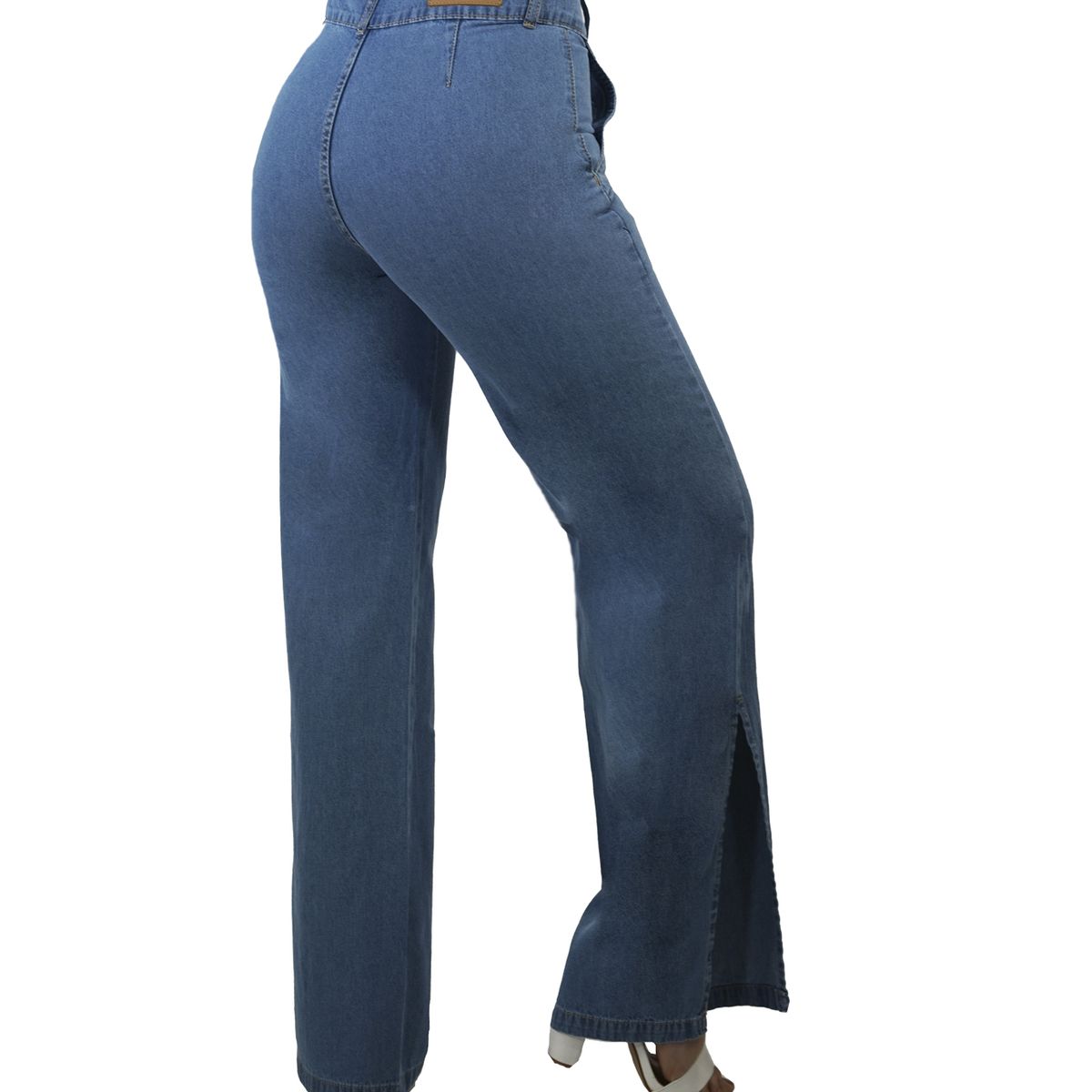 TENTATION - JEANS PALAZZO TIRO ALTO PUSH UP TENCEL TELA RIGIDA AZUL TENTATION
