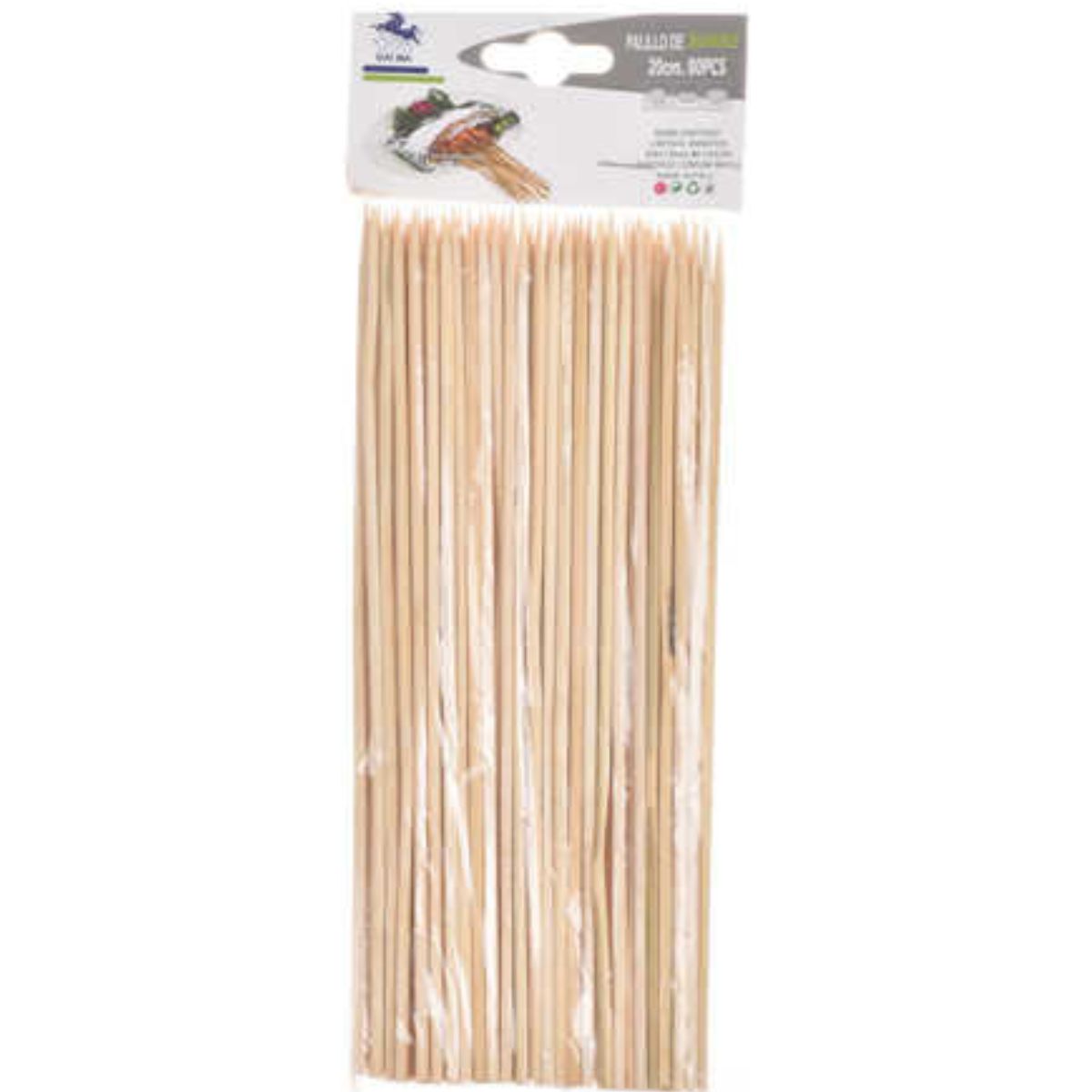 GENERICO - Pack 6 Paquetes De Palos De Bambu Anticuchos 3x25Cm 80Pcs