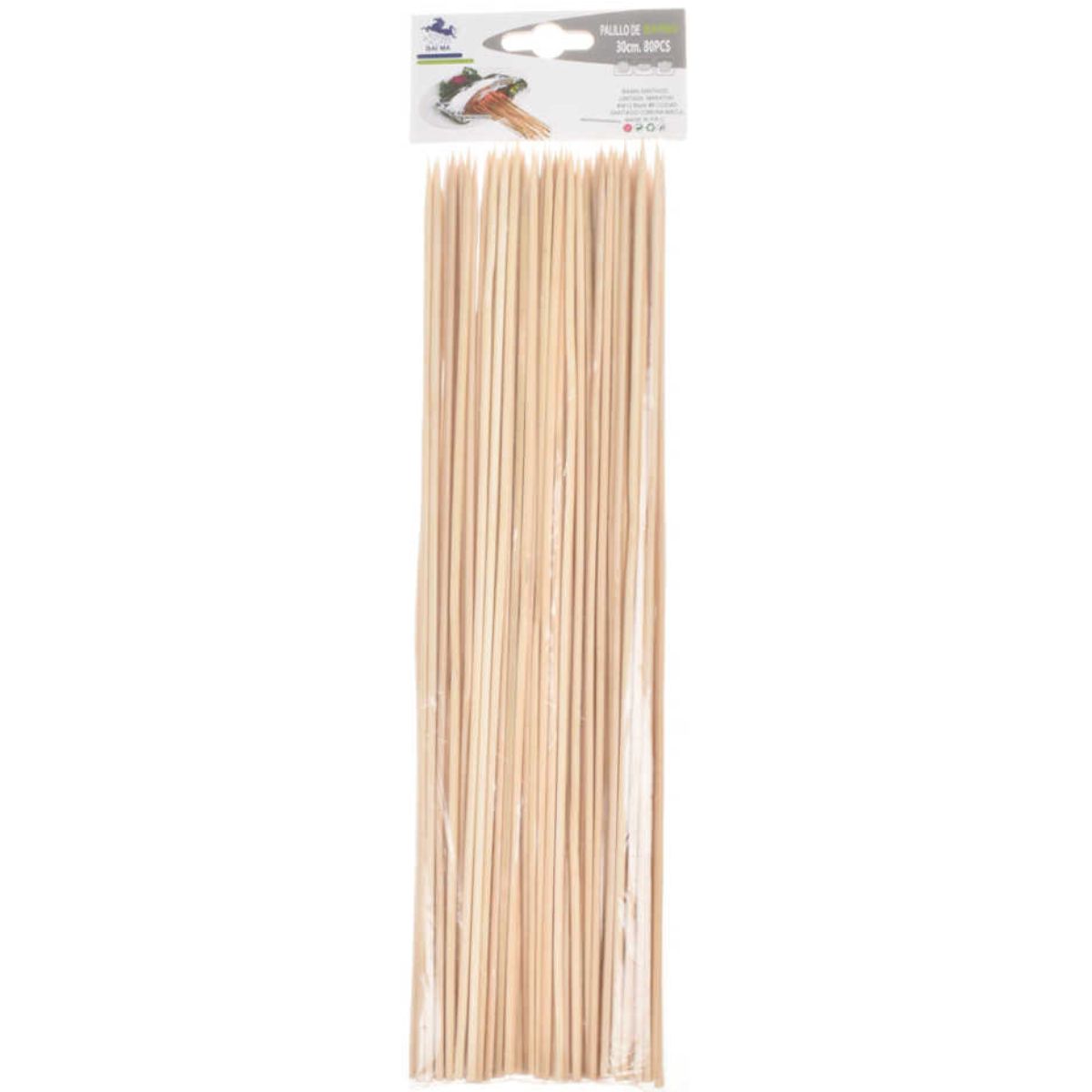 GENERICO - Pack 6 Paquetes De Palos Brochetas De Bambu Anticuchos 3x30Cm 80Pcs