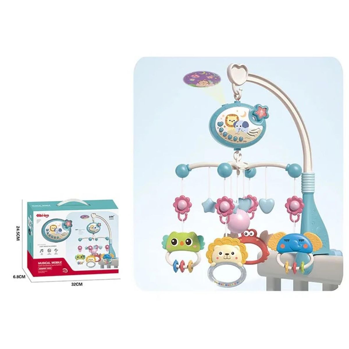 GENERICO - Móvil Con Proyector y Sonido Azul De Animales