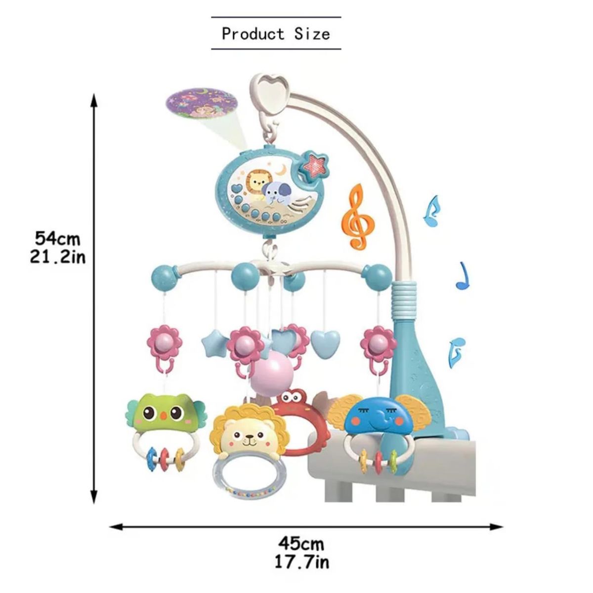GENERICO - Móvil Con Proyector y Sonido Azul De Animales