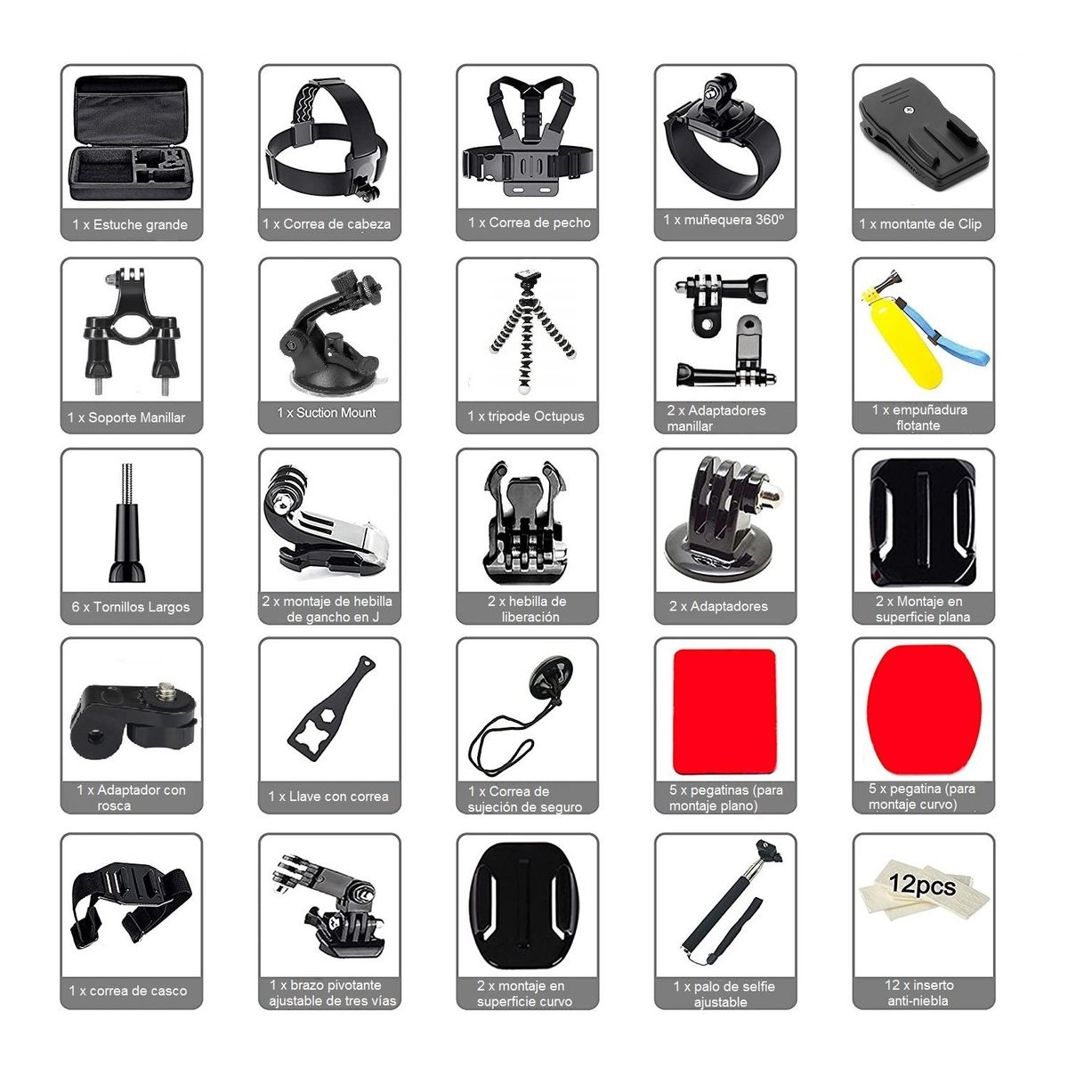 CASTLETEC - Kit de Accesorios para Cámara deportiva 46piezas