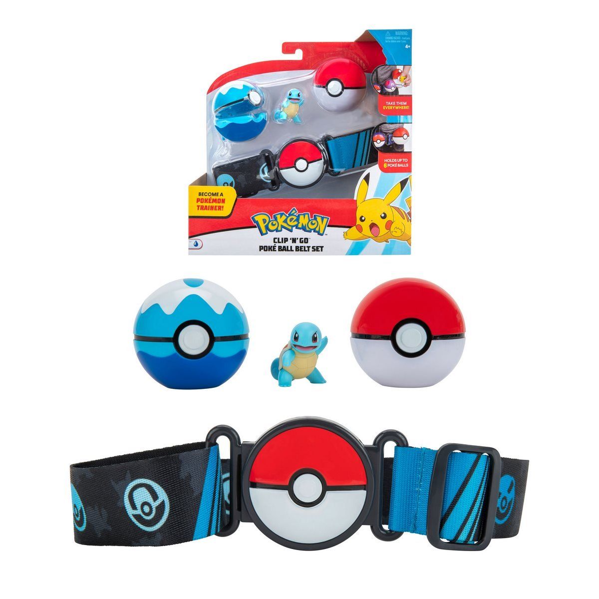 POKEMON - Cinturón entrenador Pokémon con 2 pokebolas y figura