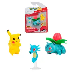 POKEMON - Pack 3 Figuras - Pikachu - Horsea - Ivysaur