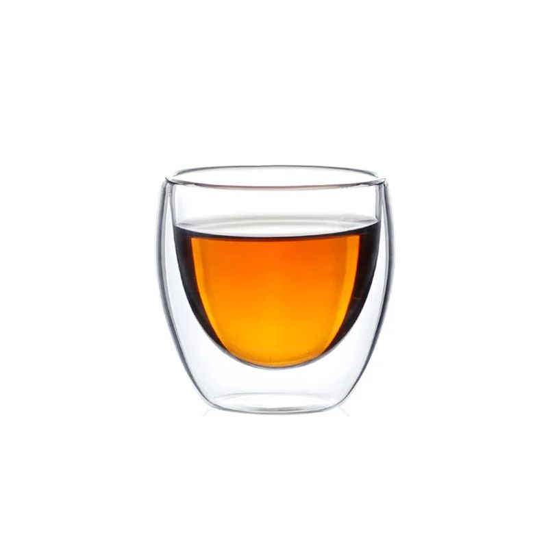 GENERICO - Vaso Doble Fondo Vidrio Transparente 150 Ml Cafe Agua Vino