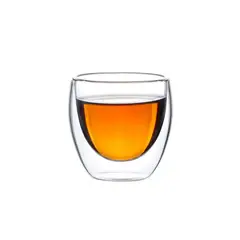 GENERICO - Vaso Doble Fondo Vidrio Transparente 150 Ml Cafe Agua Vino