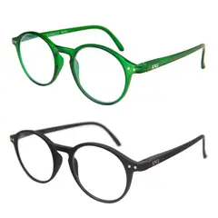 KANALLA - Pack 2 Lentes de Lectura Filtro Luz Azul y UV mod Papillon Verde /Negro 1.5