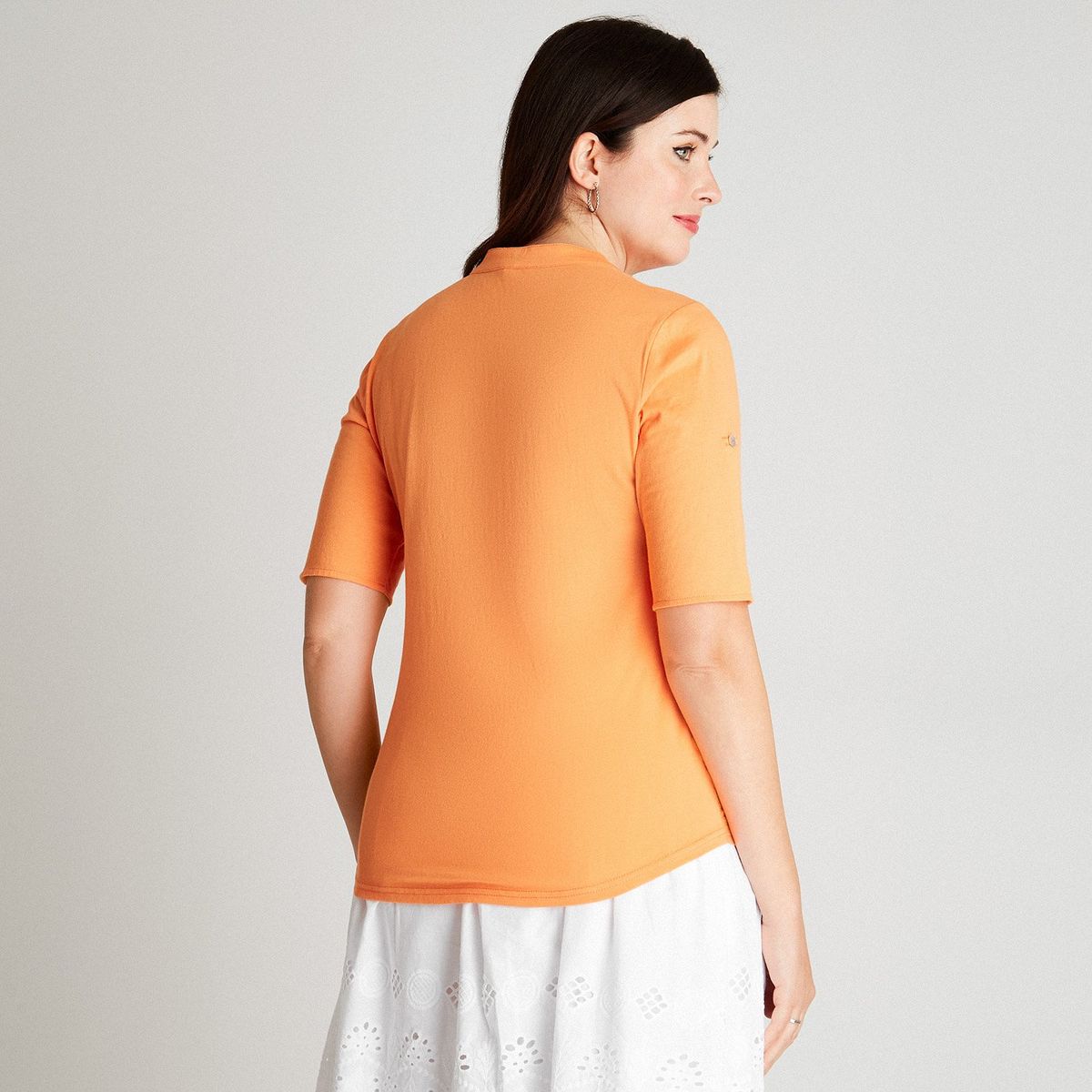 CURVI - Blusa Naranja Cuello Mao CURVI