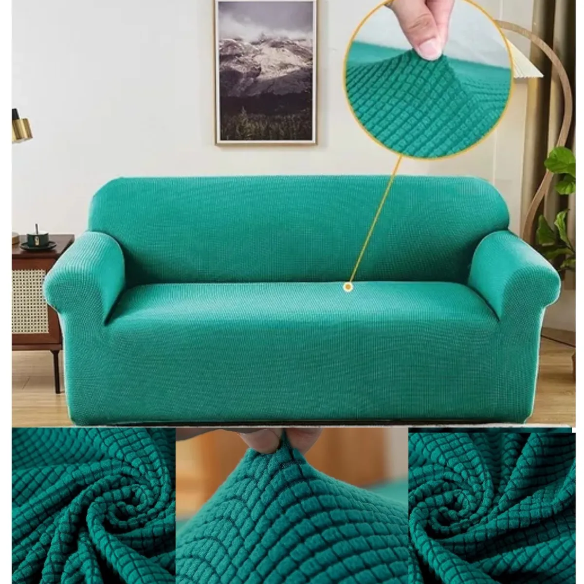 GENERICO - FUNDA CUADRILLE TURQUESA PARA SILLON DE 3 CUERPO 180- 230 CM GSOL