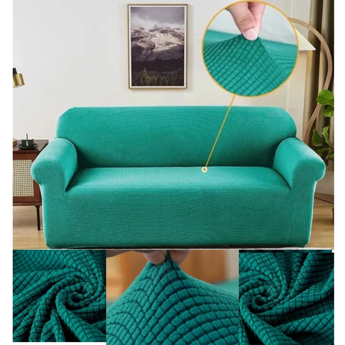 GENERICO - FUNDA CUADRILLE TURQUESA PARA SILLON DE 3 CUERPO 180- 230 CM GSOL