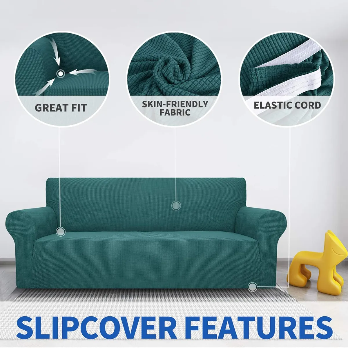 GENERICO - FUNDA CUADRILLE TURQUESA PARA SILLON DE 3 CUERPO 180- 230 CM GSOL