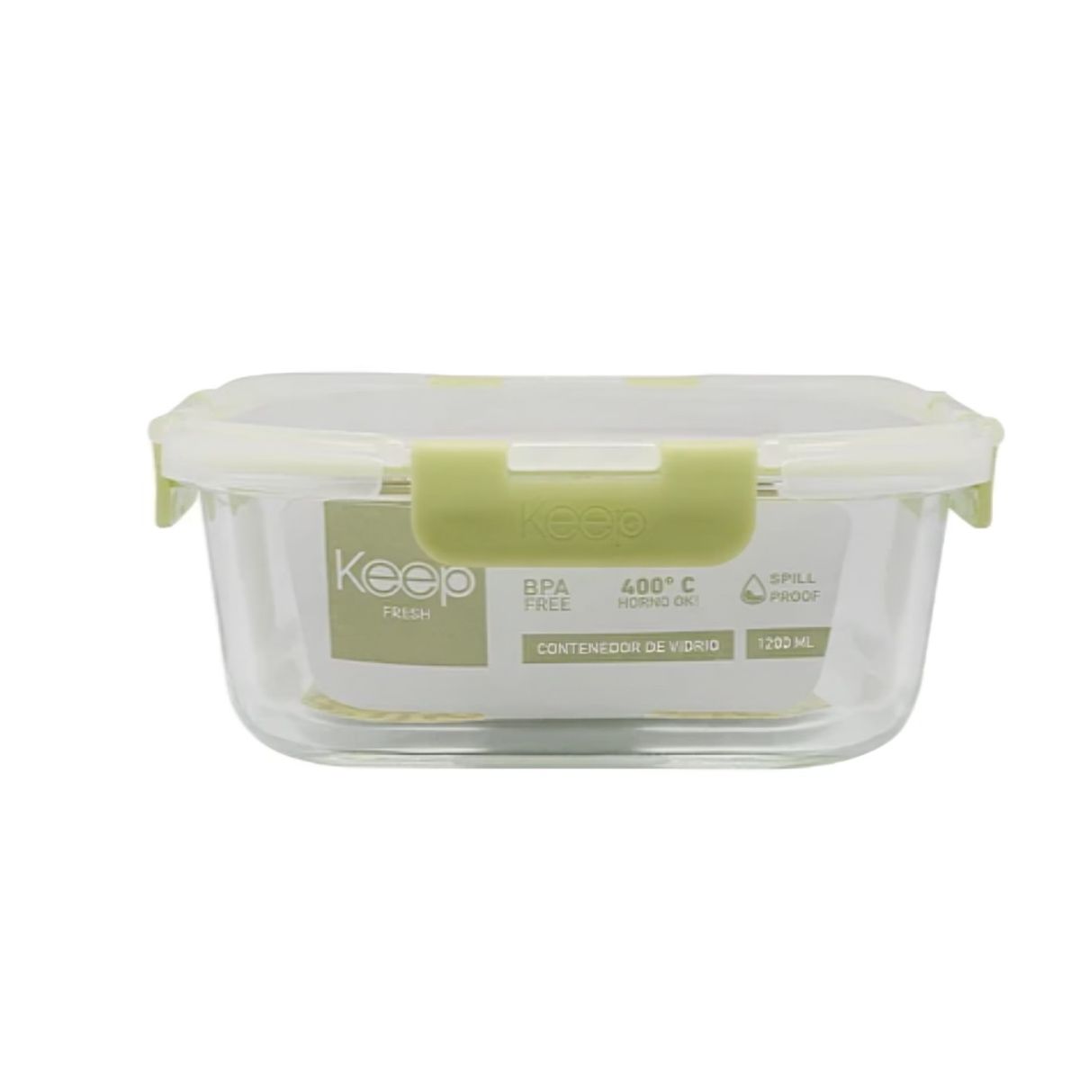 OEM - HERMETICO CUADRADO 2200ML GLASS KEEP VERDE
