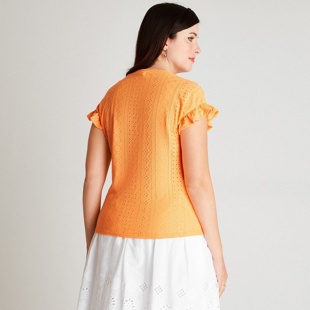 CURVI - Polera Naranjo Sin Manga Cuello Redondo CURVI