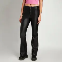 ACUARELA - Pantalón De Eco Cuero Flare Negro