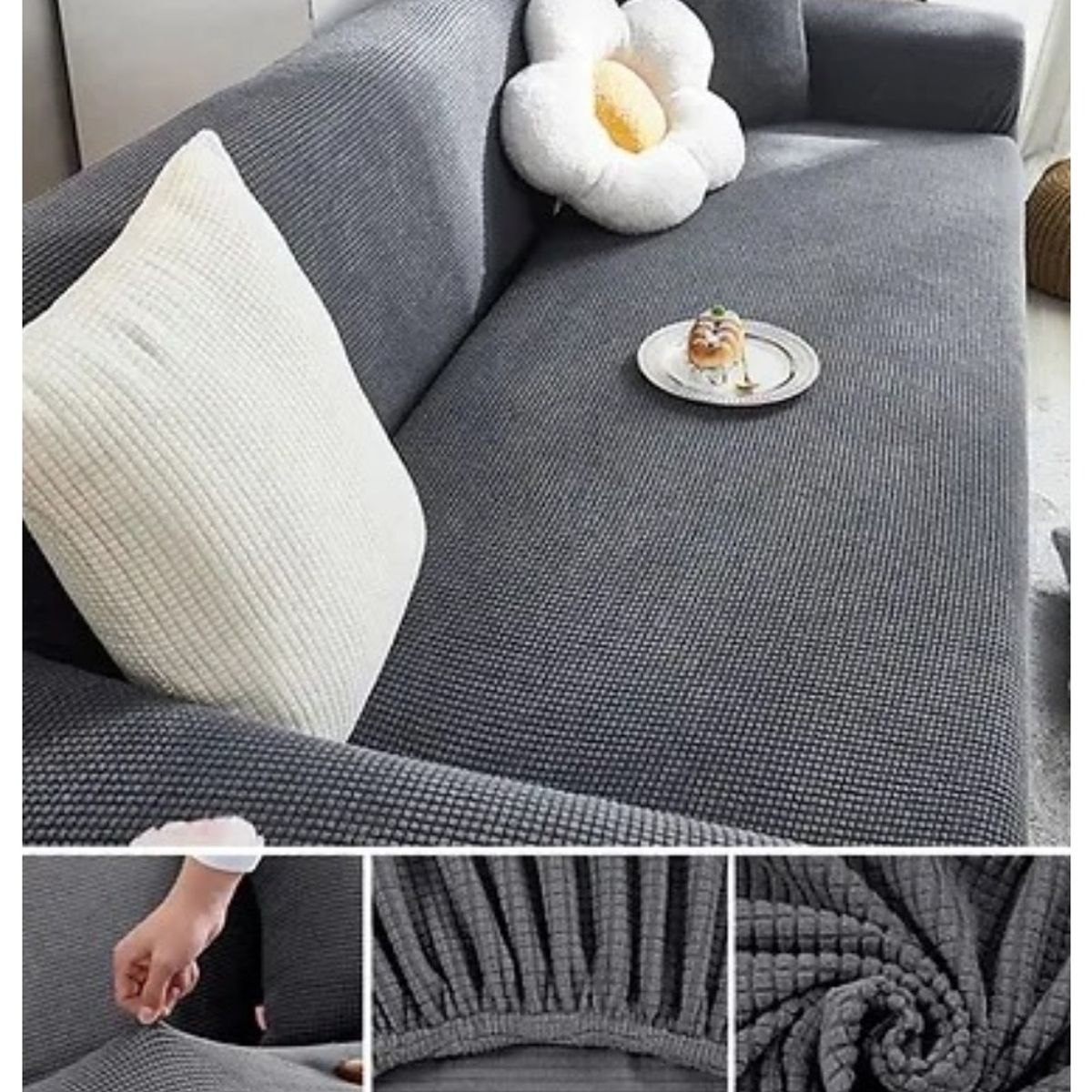 GENERICO - FUNDA CUADRILLE GRIS PARA SILLON DE 3 CUERPO 180- 230 CM GSOL