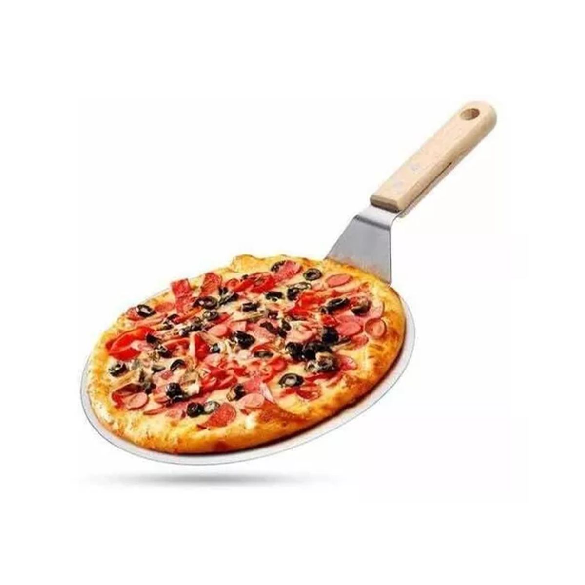 GENERICO - Pala De Pizza Redonda 25 Cm Acero Inox Con Mango De Madera