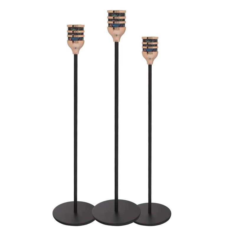 GENERICO - Pack 3 Porta Vela Candelabro Set 3 Candelabros Elegantes