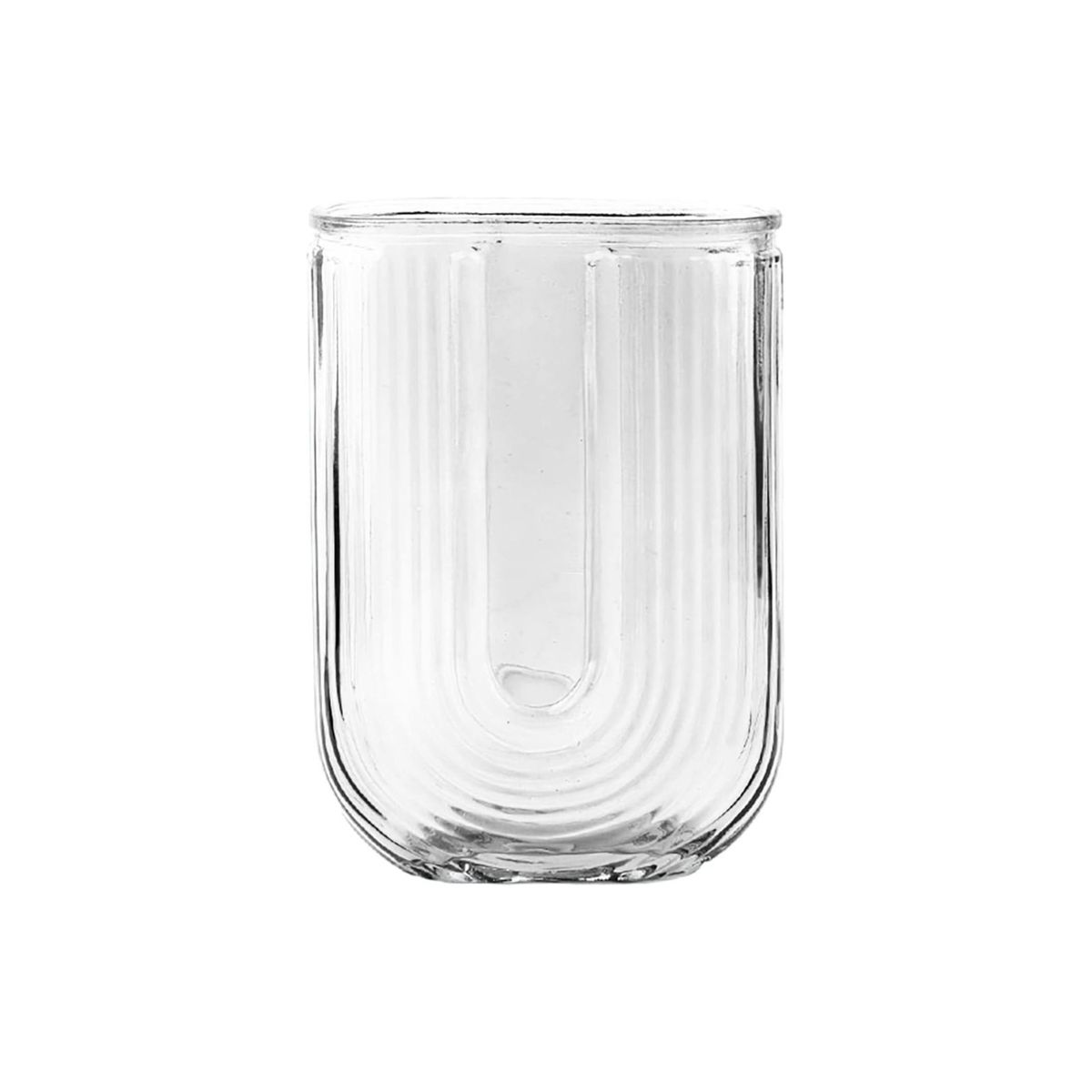 GENERICO - Florero Jarron Decorativo Vidrio Lineas Rectangular 18cm