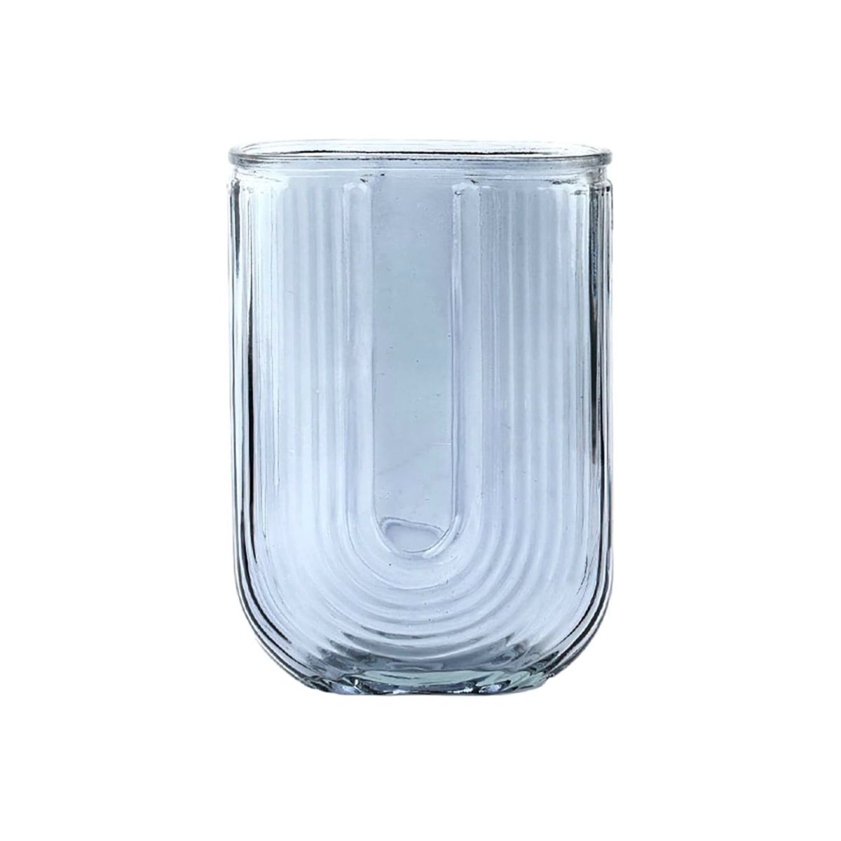 GENERICO - Florero Jarron Decorativo Vidrio Lineas Rectangular 18cm