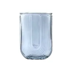 GENERICO - Florero Jarron Decorativo Vidrio Lineas Rectangular 18cm