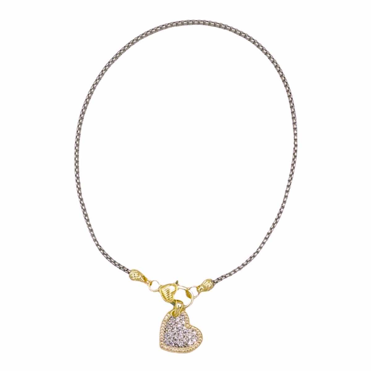 VANE COLLECTION - Collar mujer colgante corazón circones removible baño de oro y rodio