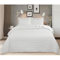 CUBRECAMA POMPON BLANCO 2 PLAZA QUILT DE VERANO TF