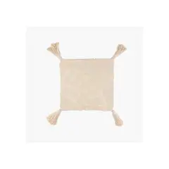 LOUNGE - Funda de Cojín Boho Algodón Borlas 45 X 45 Cm Beige