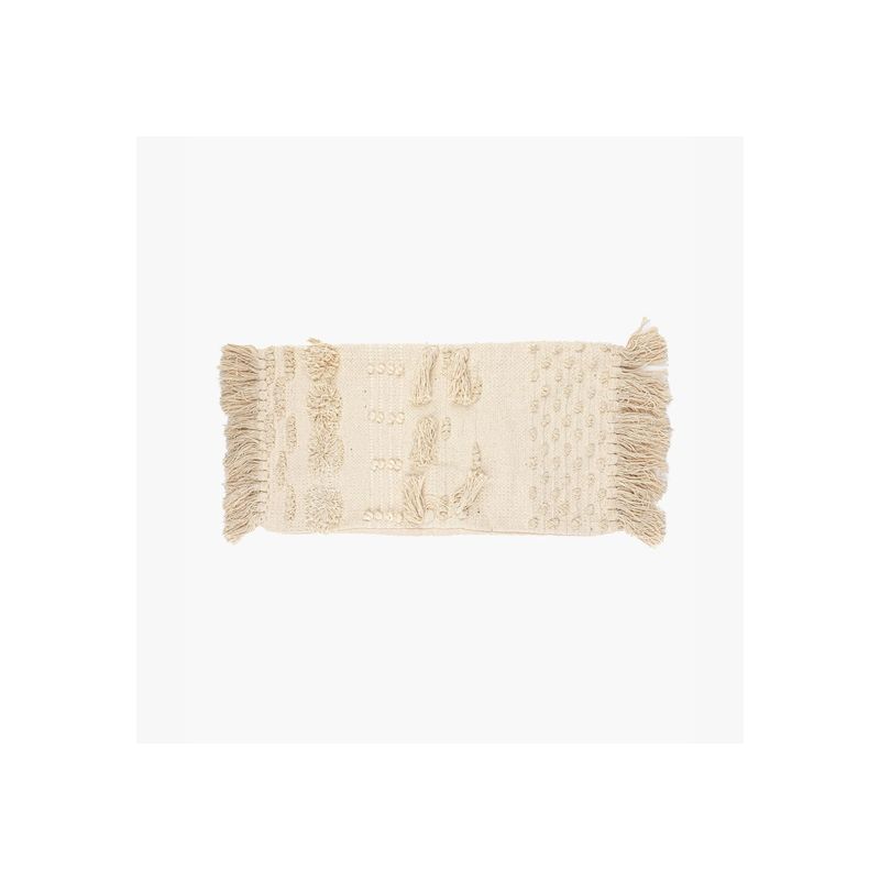 LOUNGE - Cojín Boho Algodón Flecos 30 X 60 Cm Beige LOUNGE