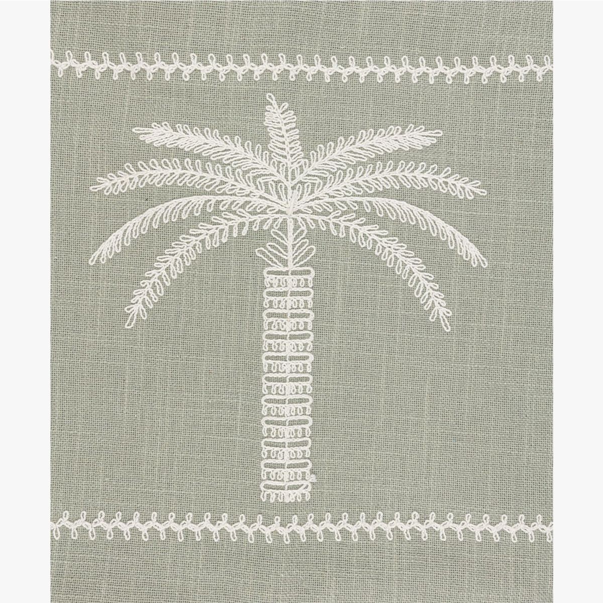 LOUNGE - Cojín Boho Algodón Palmera Bordada 30 X 60 Cm Verde LOUNGE