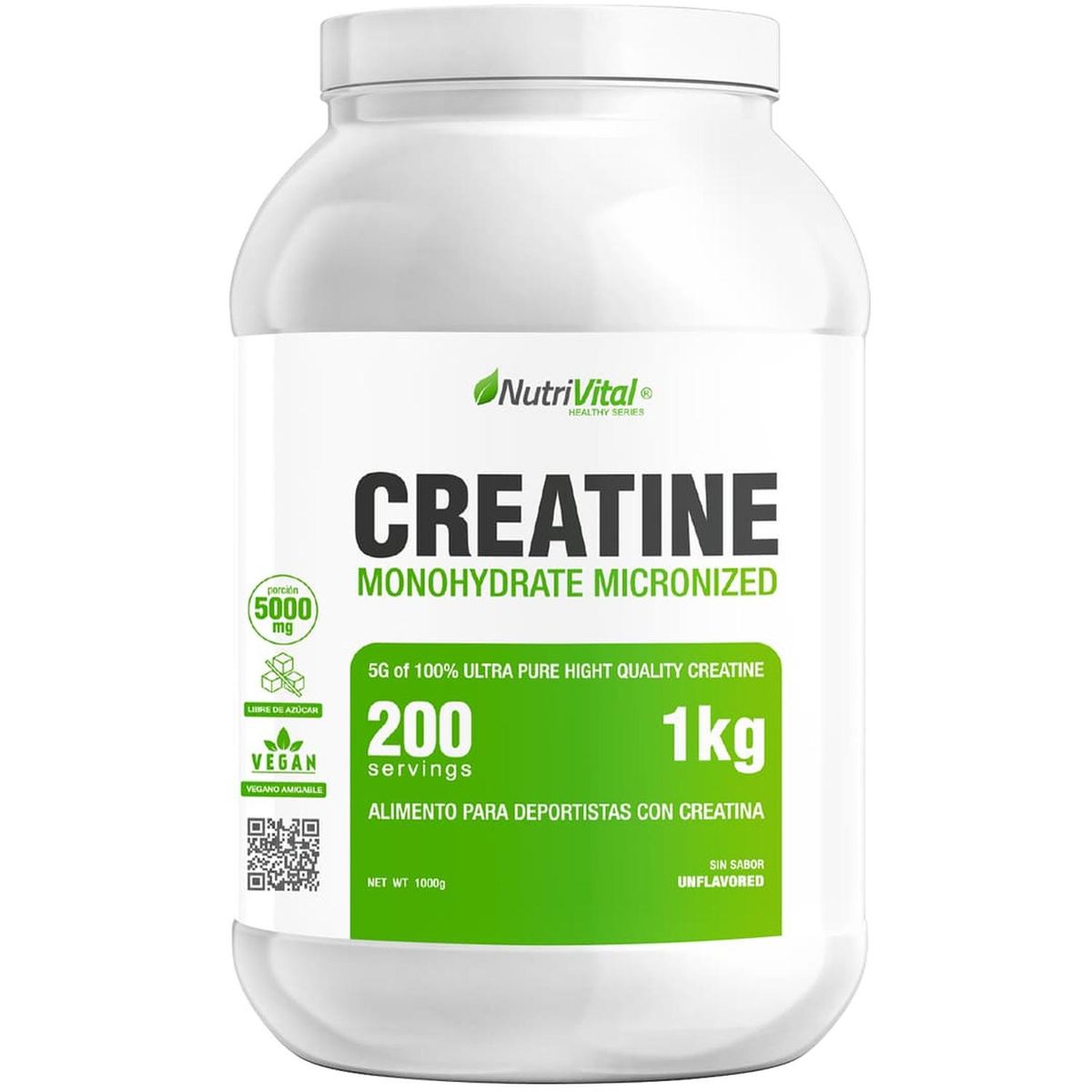 NUTRIVITAL - Creatina Monohidratada 1kg Nutrivital Sin Sabor Suplemento Deportivo