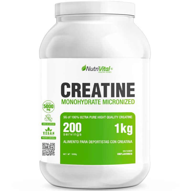 NUTRIVITAL - Creatina Monohidratada 1 Kg 200 Servicios Nutrivital