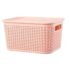 REYPLAST - Caja Organizadora Ratán 6 Lt. / Pack 3 Color Rosa Claro