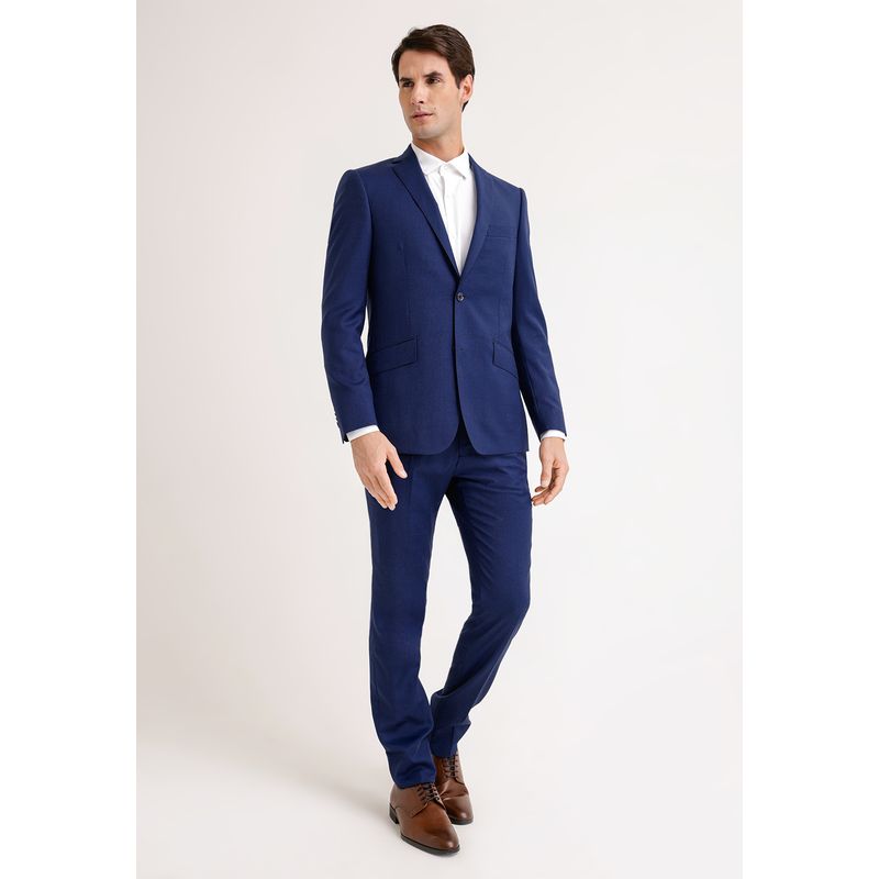 PERRY ELLIS - Traje Formal Lana Tela Microdiseño Azulino Perry Ellis
