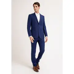 PERRY ELLIS - Traje Formal Lana Tela Microdiseño Azulino