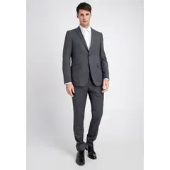 PERRY ELLIS - Traje Formal Lana Tela Microdiseño Gris Oscuro