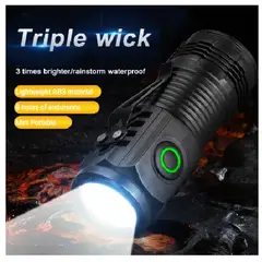 GENERICO - Mini Linterna Recargable Táctica Camping 3LED 8CM Impermeable