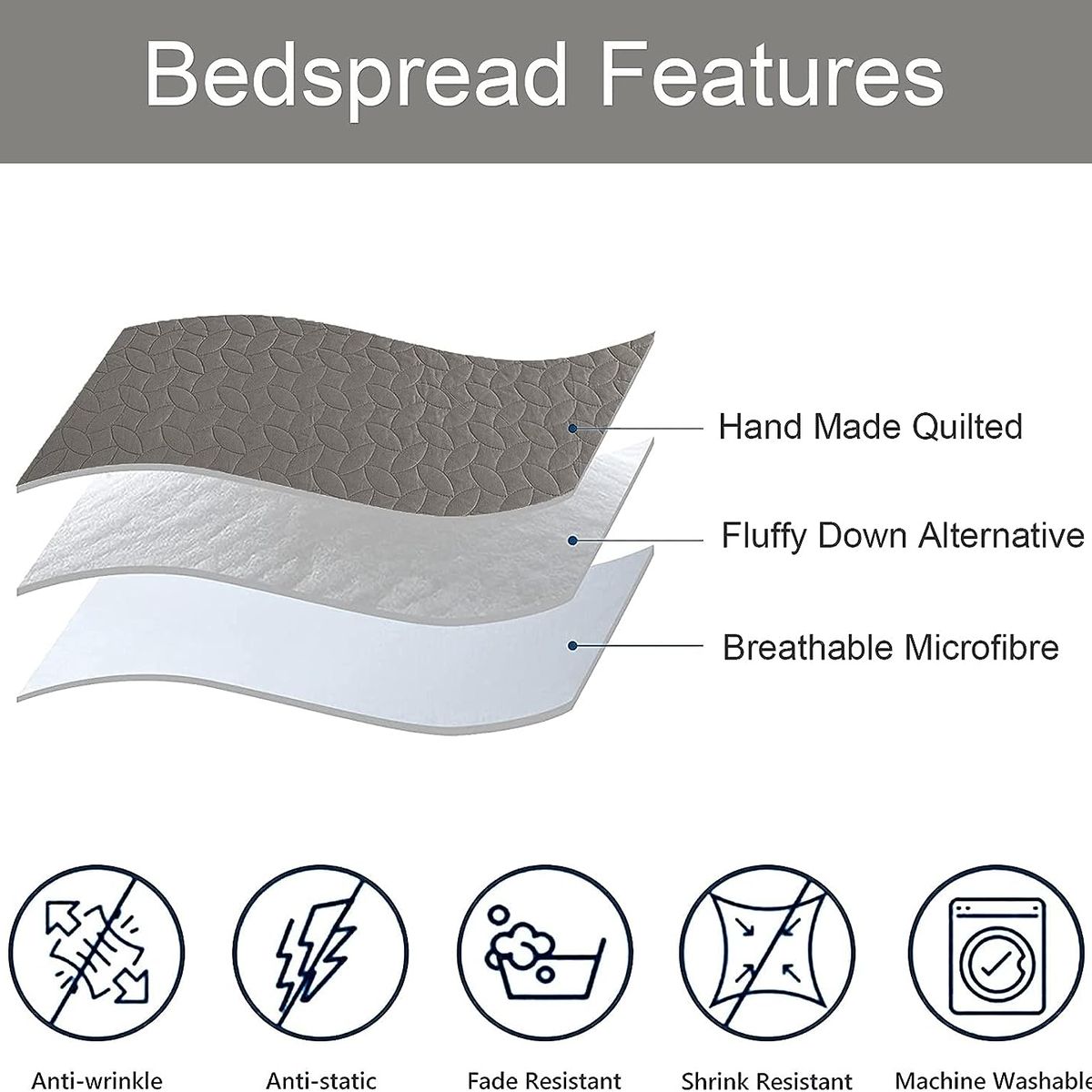 GENERICO - CUBRECAMA POMPON QUILT DE VERANO GRIS KING TF