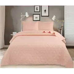 GENERICO - CUBRECAMA POMPON QUILT DE VERANO PALO DE ROSA KING TF