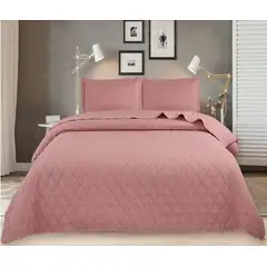 GENERICO - CUBRECAMA POMPON QUILT KING DE VERANO COLOR ROSA TF