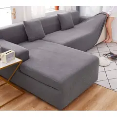 GENERICO - FUNDA CUADRILLE GRIS TIPO L AJUSTABLE 2 PIEZAS UNICOLOR GSOL