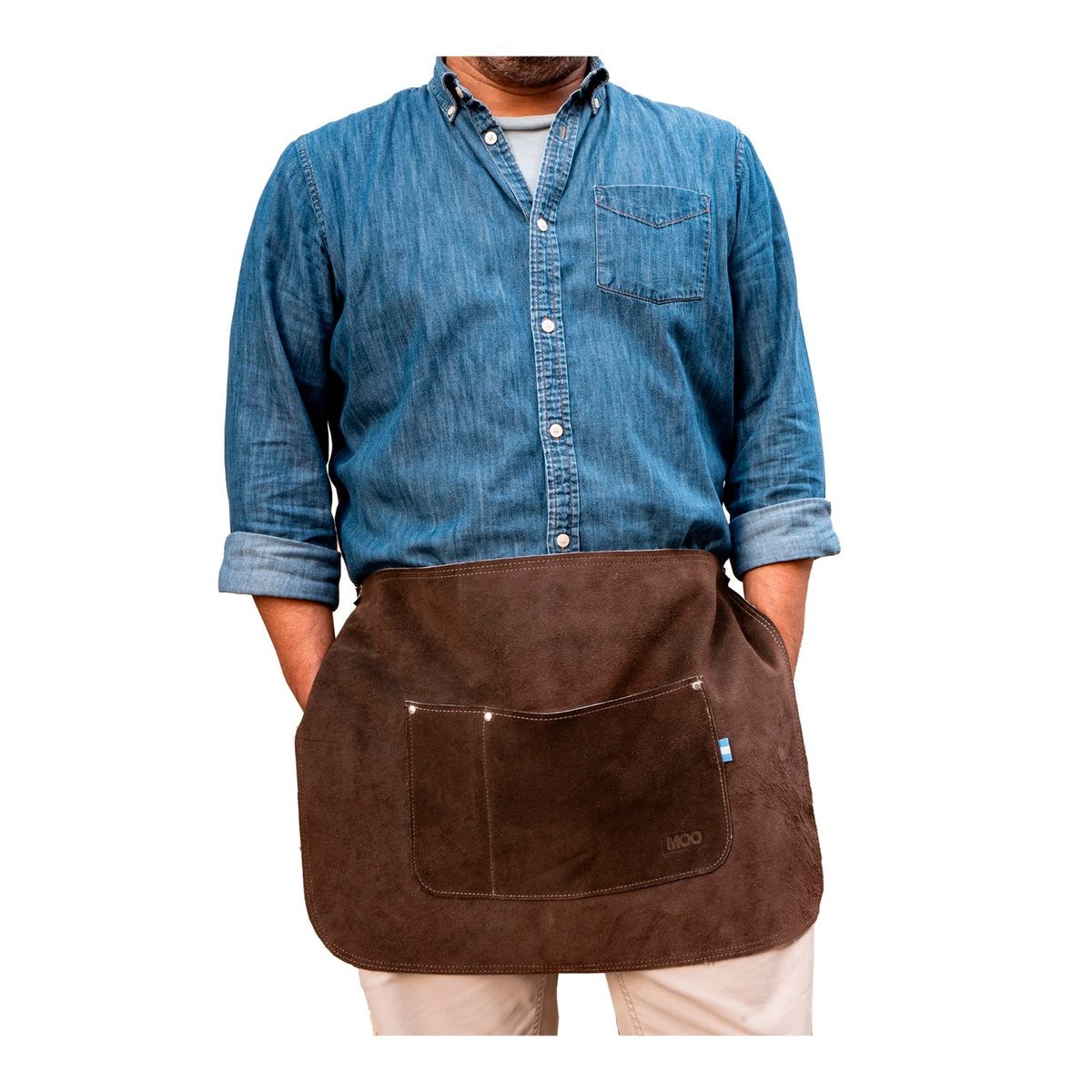 MOO HOGAR - Mandil - Delantal Cuero Gamuzado 40 x 55 cm