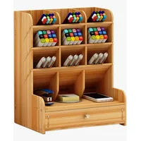 Organizador De Escritorio Para Lápices Plumones Madera