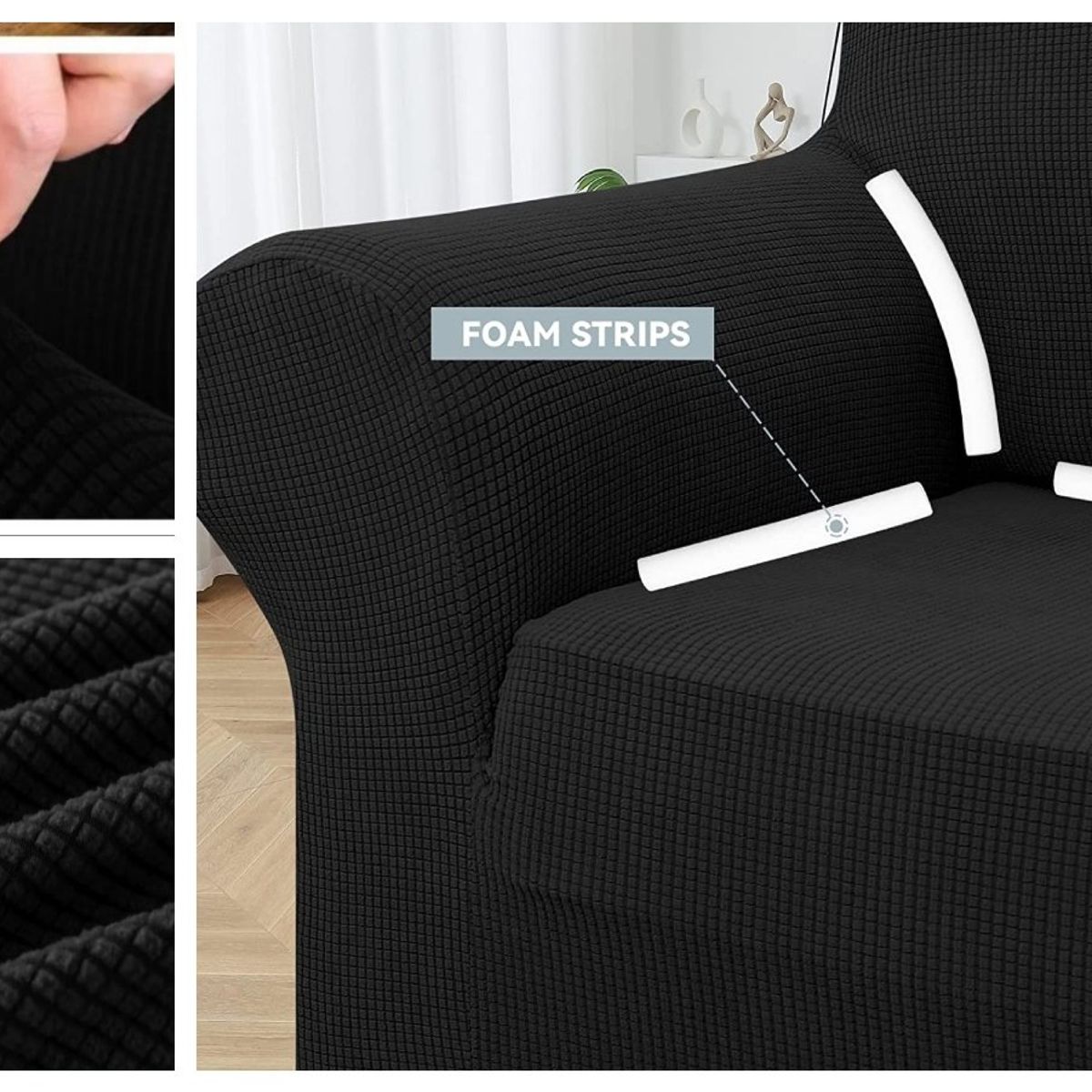 GENERICO - FUNDA CUADRILLE NEGRO TIPO L AJUSTABLE 2 PIEZAS UNICOLOR GSOL