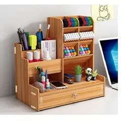 GENERICO - Organizador De Escritorio Madera Oficina Con Cajonera