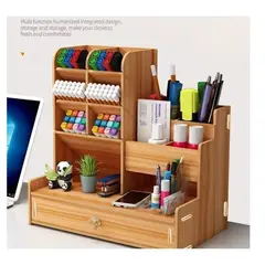 GENERICO - Organizador De Escritorio Madera Oficina Con Cajonera