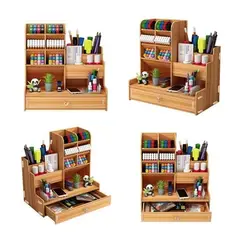 GENERICO - Organizador De Escritorio Madera Oficina Con Cajonera