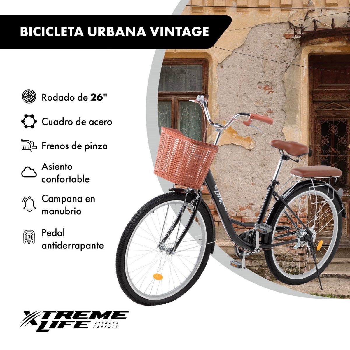 LUMAX - Bicicleta de Paseo Vintage Urbana Aro 26 para Mujer
