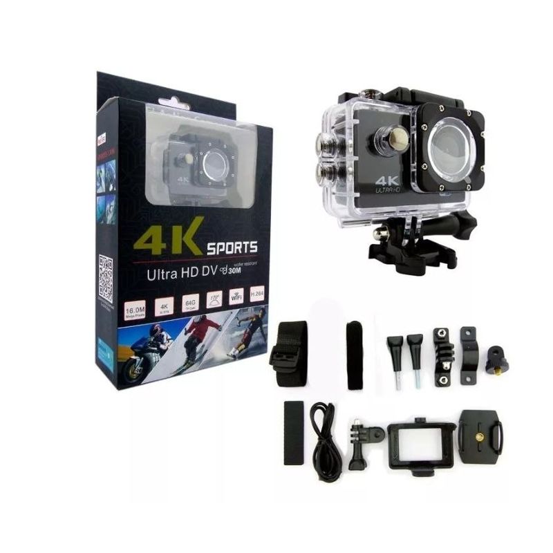 GENERICO - Camara 4k Full Hd Sports Resistente Al Agua Color Neg